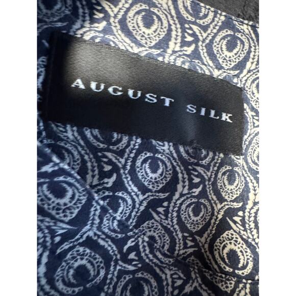 August Silk Navy Cream Paisley Blouse - XL - Picture 5 of 6